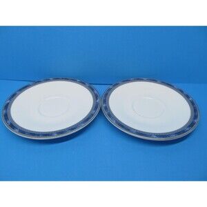 Royal Doulton Atlanta Set Of 2 Blue White 6" Saucer Plates EC     1994-2008